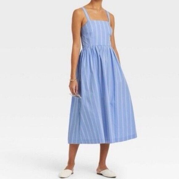 NWT. A New Day Sun Dress. Cottagecore, Stripes, Coastal - Picture 1 of 12